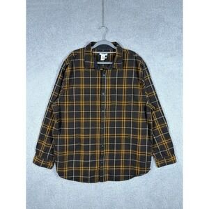 Carbon 2 Cobalt Men's Cotton Plaid Button Up Long Sleeve Shirt XLT Yellow Black